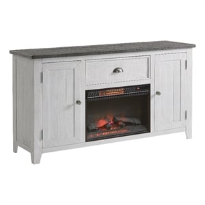 Monterey Solid Wood 65&quot White Stain and Gray Dining Server with Fireplace