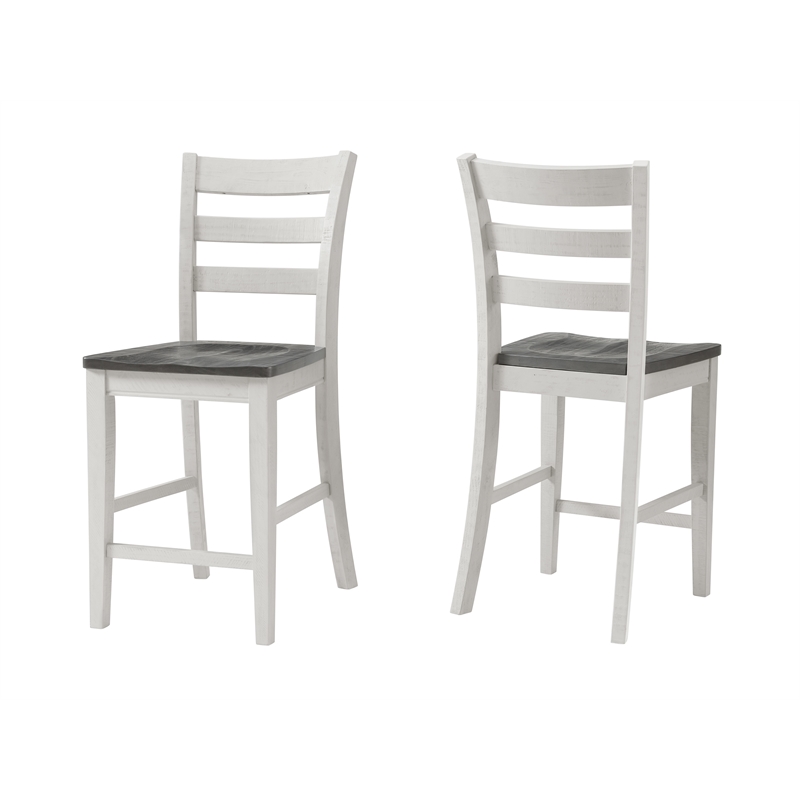 Monterey Solid Wood White Stain and Gray Counter Height Dining Chair (Set of 2)