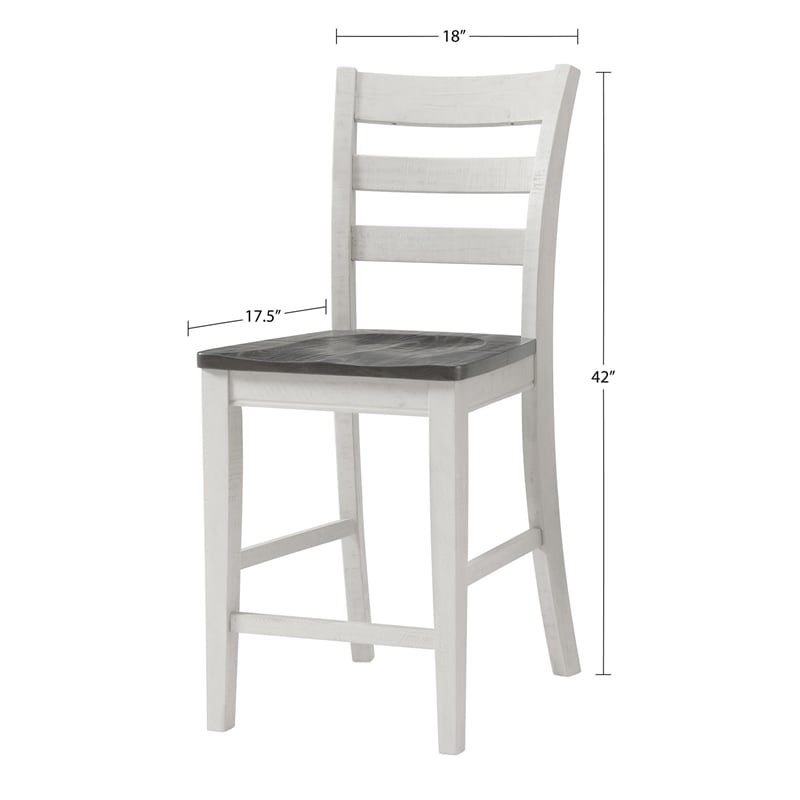 Monterey Solid Wood White Stain and Gray Counter Height Dining Chair (Set of 2)