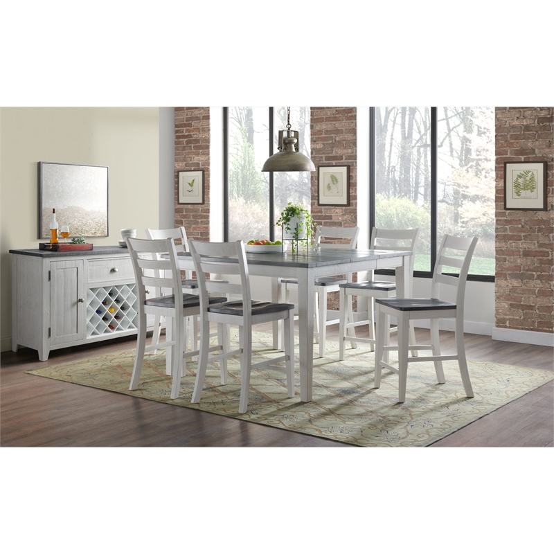 Monterey Solid Wood White Stain and Gray Counter Height Dining Chair (Set of 2)