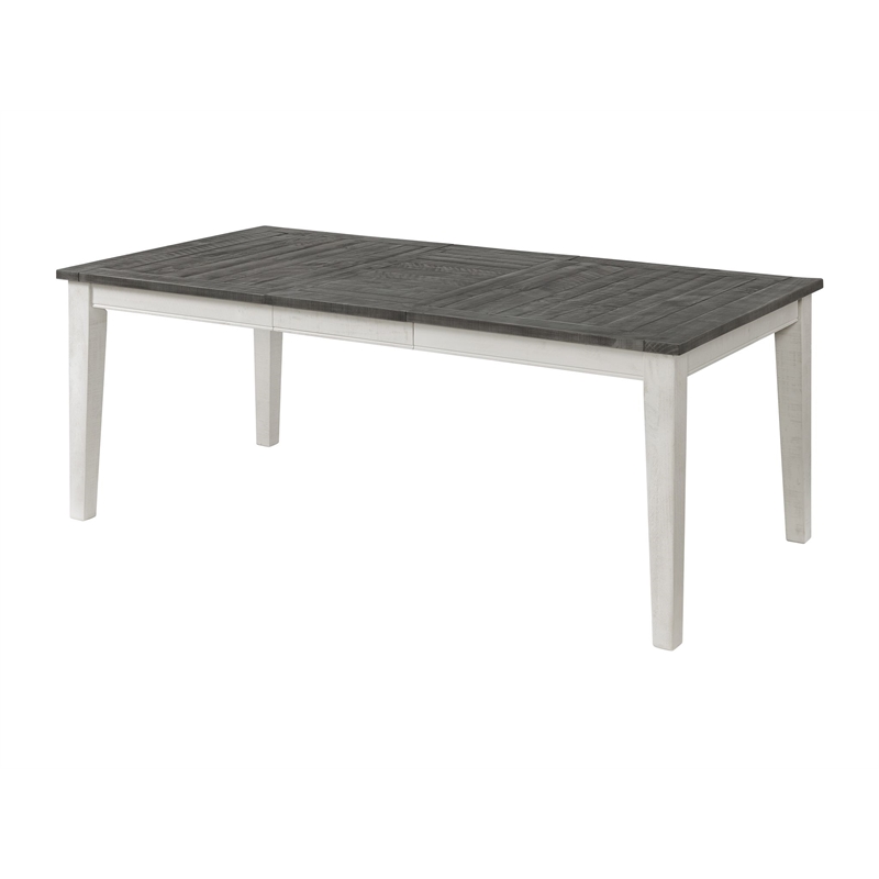Monterey Solid Wood White Stain and Gray Dining Table with Extendable Leaf