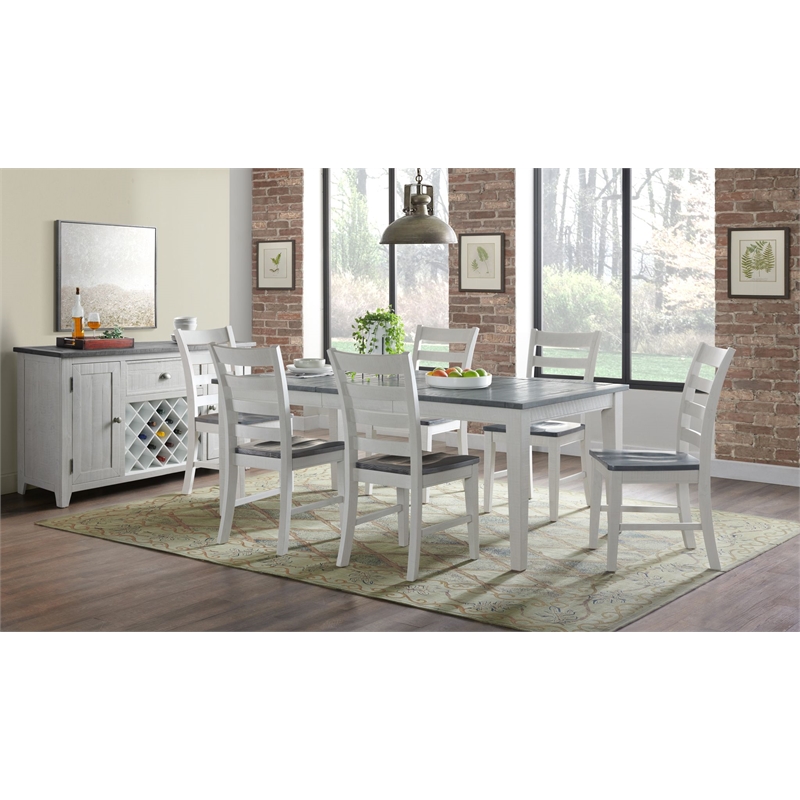 Monterey Solid Wood White Stain and Gray Dining Table with Extendable Leaf