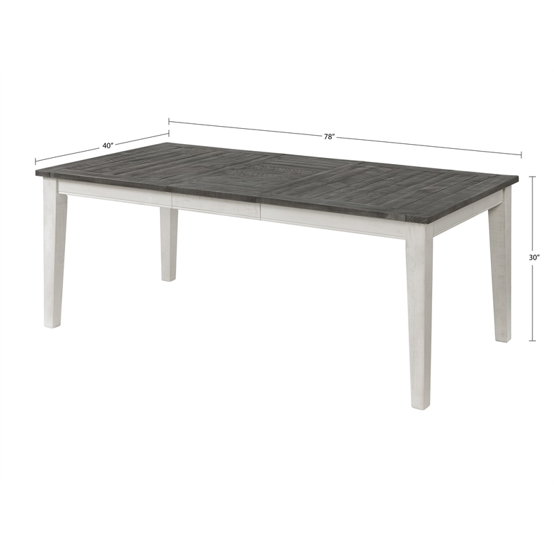 Monterey Solid Wood White Stain and Gray Dining Table with Extendable Leaf