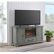 Beach House Solid Wood Dove Gray TV Stand with Electric Fireplace
