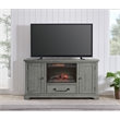 Beach House Solid Wood Dove Gray TV Stand with Electric Fireplace