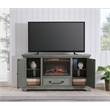 Beach House Solid Wood Dove Gray TV Stand with Electric Fireplace