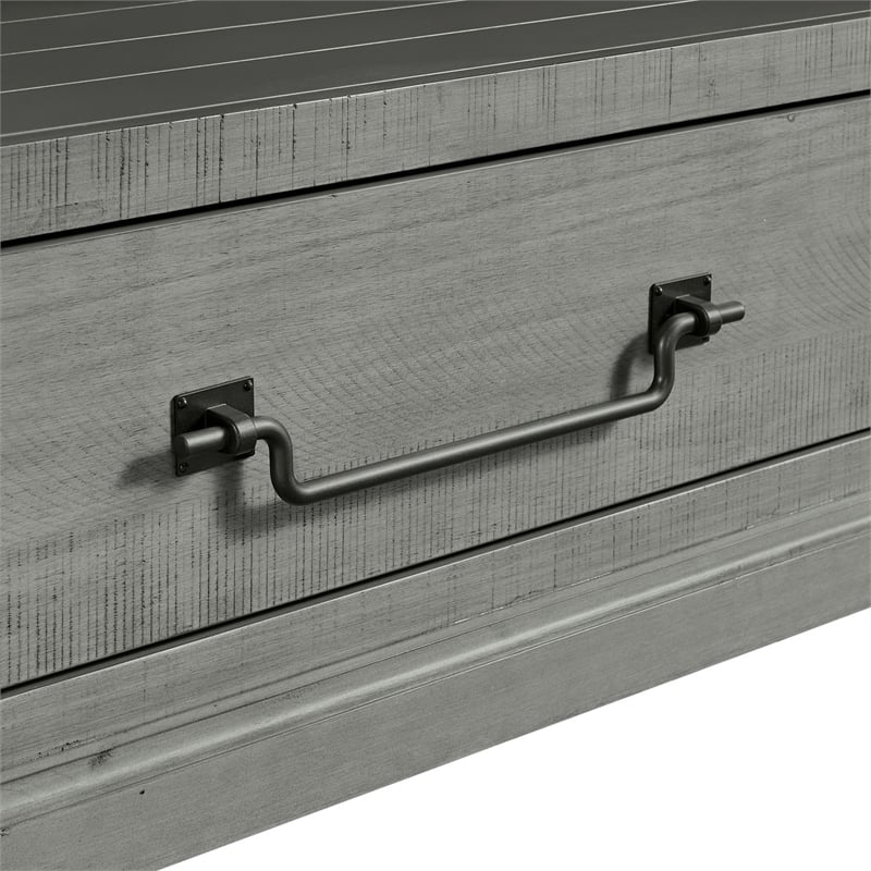 Beach House Solid Wood Dove Gray TV Stand with Electric Fireplace