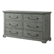 Beach House Solid Wood Dove Gray 6 Drawer Dresser