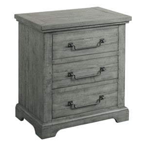 beach house solid wood dove gray 2 drawer nightstand with security lock