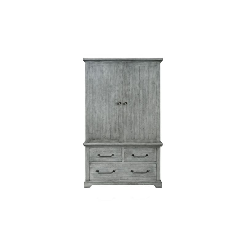 Beach House Solid Wood Dove Gray 3 Drawer Armoire