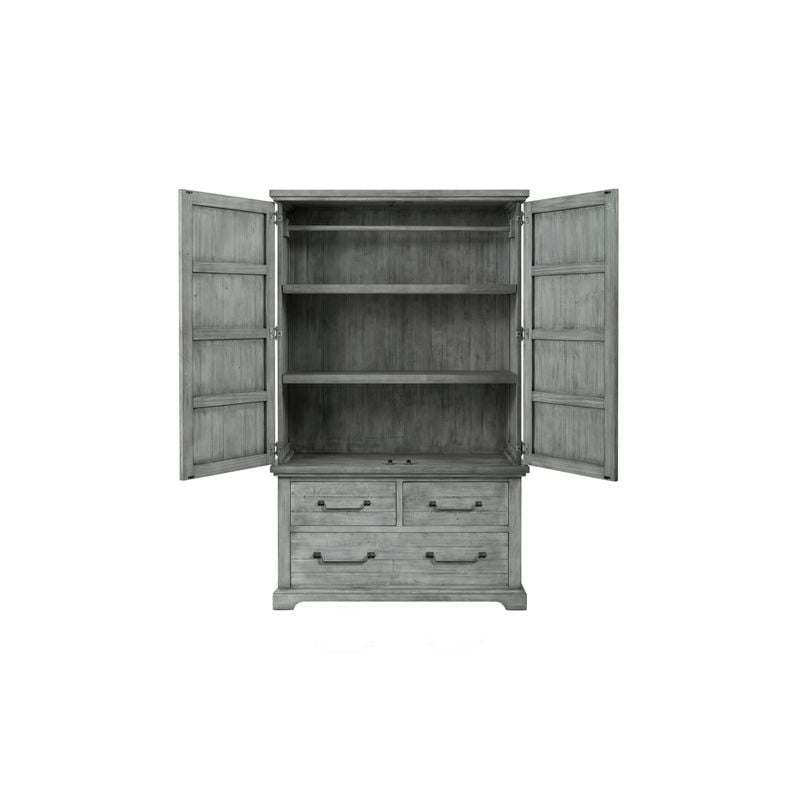 Beach House Solid Wood Dove Gray 3 Drawer Armoire
