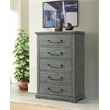 Beach House Dove Gray Solid Wood 5-Drawer Chest