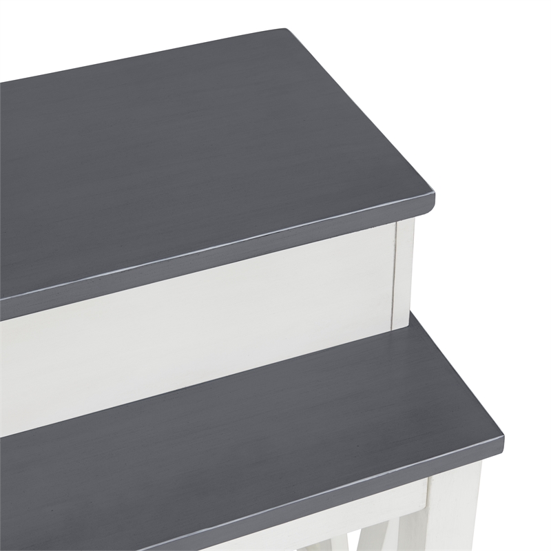 Del Mar Antique White and Gray Console Bar Table and Stool Set