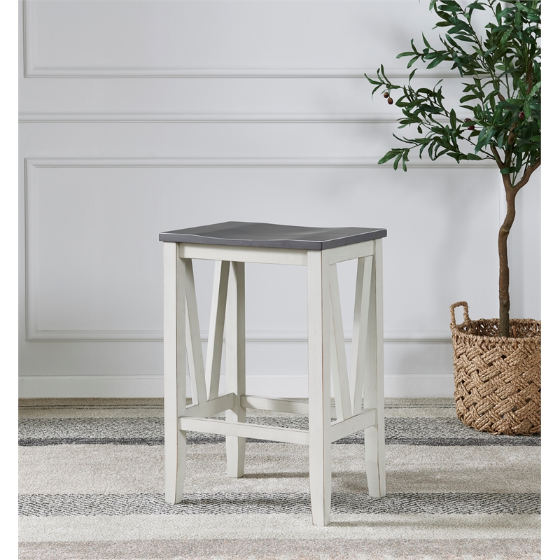 Del Mar Antique White and Gray Console Bar Table and Stool Set