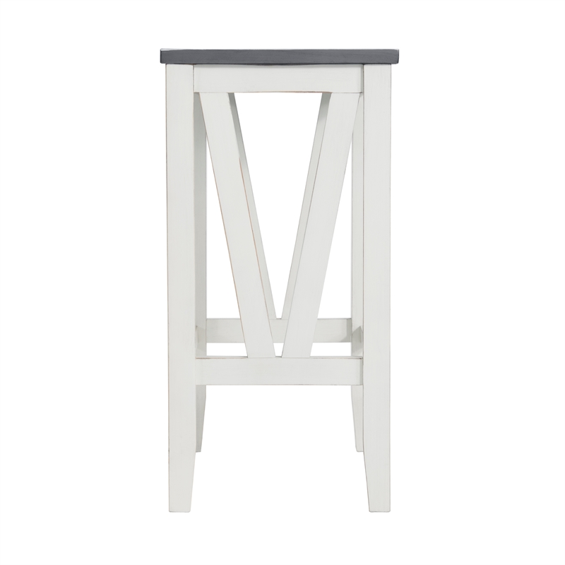 Del Mar Antique White and Gray Console Bar Table and Stool Set