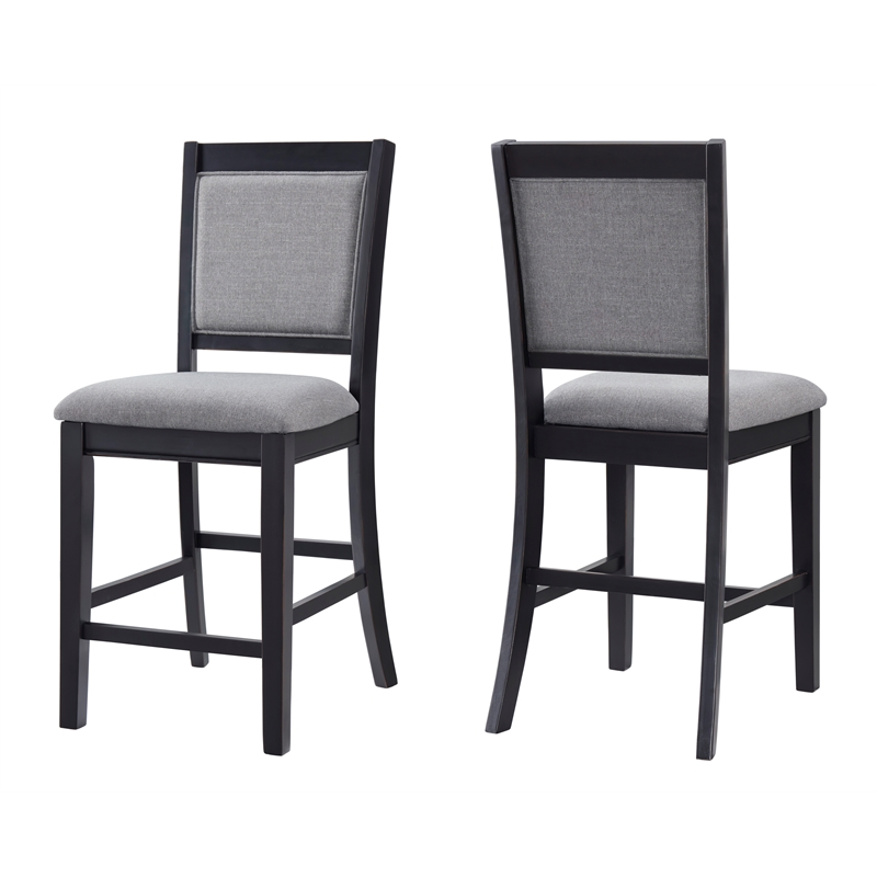 Del Mar Black and Grey Linen Counter Height Chair (Set of 2)