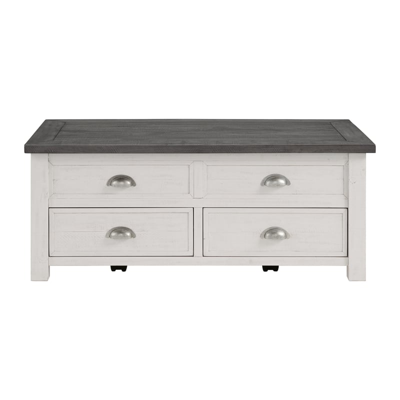 Martin Svensson Home Monterey Solid Wood Lift Top Coffee Table White and Gray