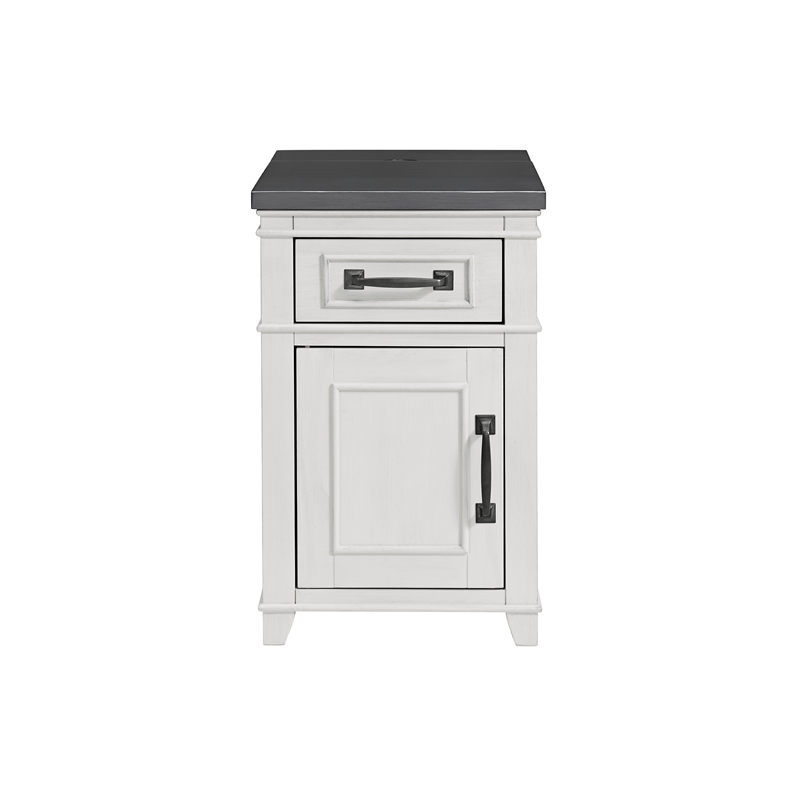 Martin Svensson Home Del Mar Chairside Table with Power Antique White and Gray