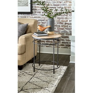 Fenway 22&quot Mango Solid Wood and Metal Round End Table