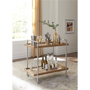 Gensler 34&quot Warm Mango Brown Solid Wood Bar Cart