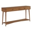 Mid-Century Modern 60&quot 2-Drawer Brown Cinnamon Sofa Console Table