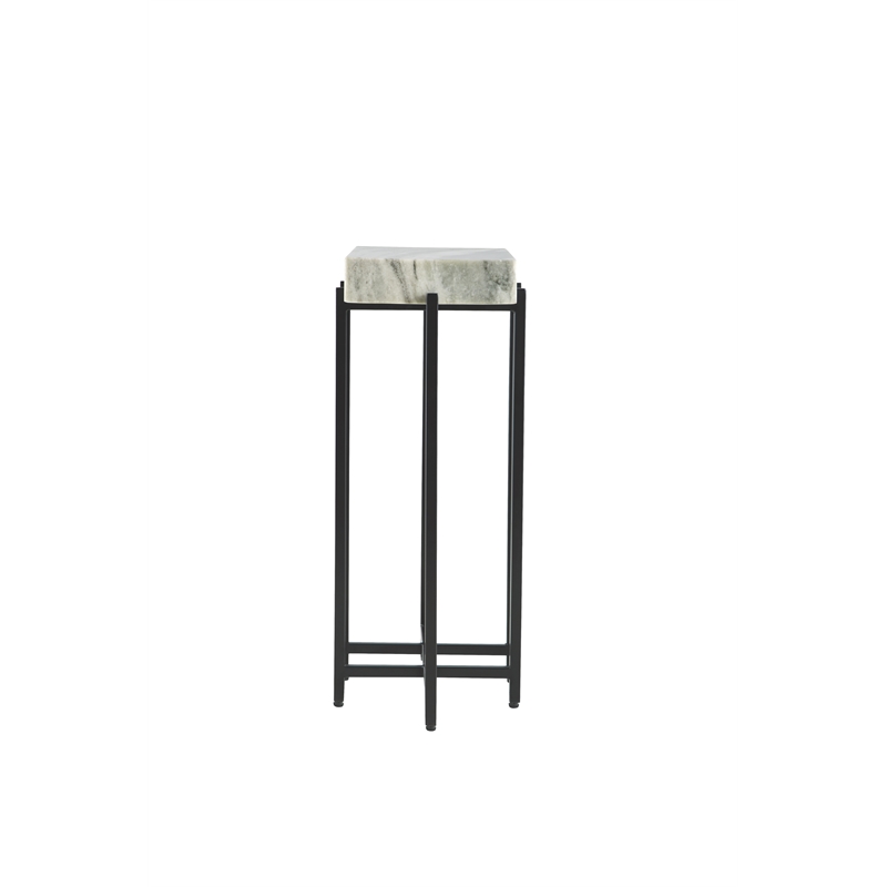 View Point White Genuine Marble Top 24-Inch Tall Modern Accent End Table