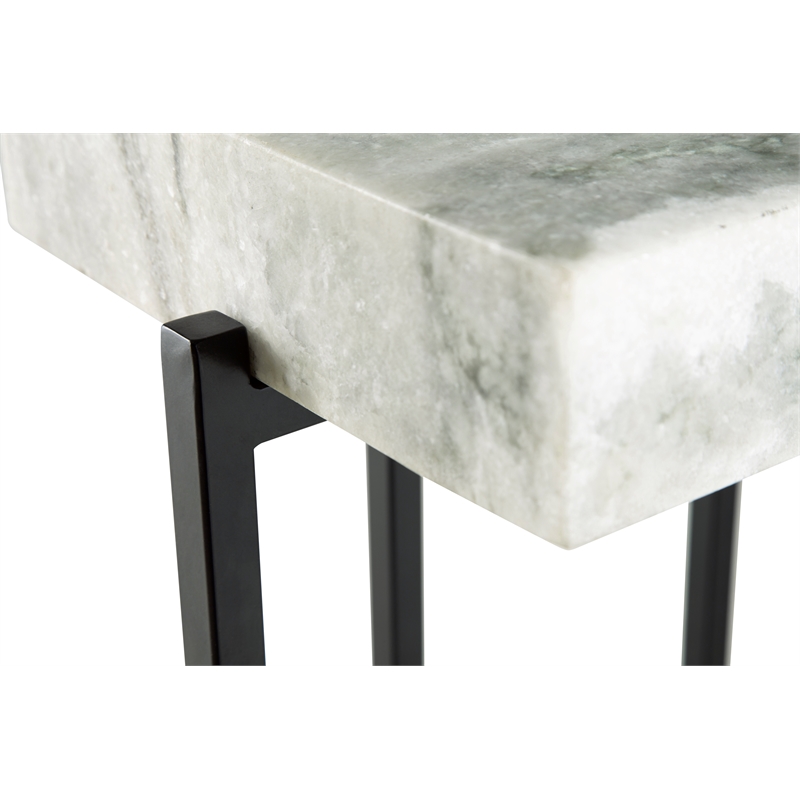 View Point White Genuine Marble Top 24-Inch Tall Modern Accent End Table