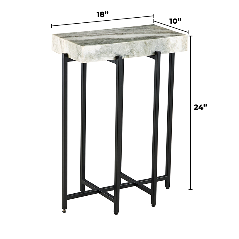 View Point White Genuine Marble Top 24-Inch Tall Modern Accent End Table