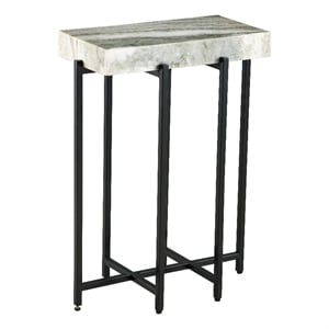 View Point White Genuine Marble Top 24-Inch Tall Modern Accent End Table