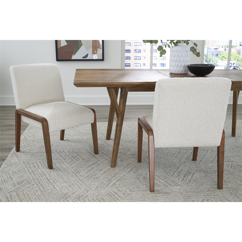 Bixby Upholstered Cream Boucle Fabric Dining Chair (Set of 2)