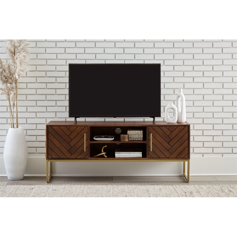 San Marino Mid-Century Modern 2-Door Wood TV Stand for TVs up to 60