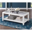 Cordero Wood and Glass Top White Coffee Table with Shelf Storage