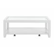 Cordero Wood and Glass Top White Coffee Table with Shelf Storage