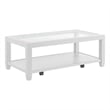 Cordero Wood and Glass Top White Coffee Table with Shelf Storage