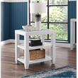 Cordero Wood and Glass Top White Chairside End Table with Shelves Storage