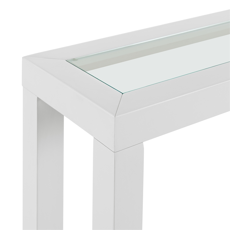 Cordero Wood and Glass Top White Sofa Console Entryway Table