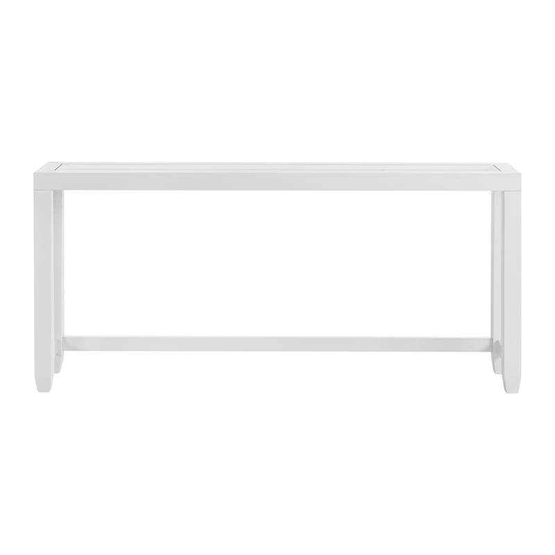 Cordero Wood and Glass Top White Sofa Console Entryway Table