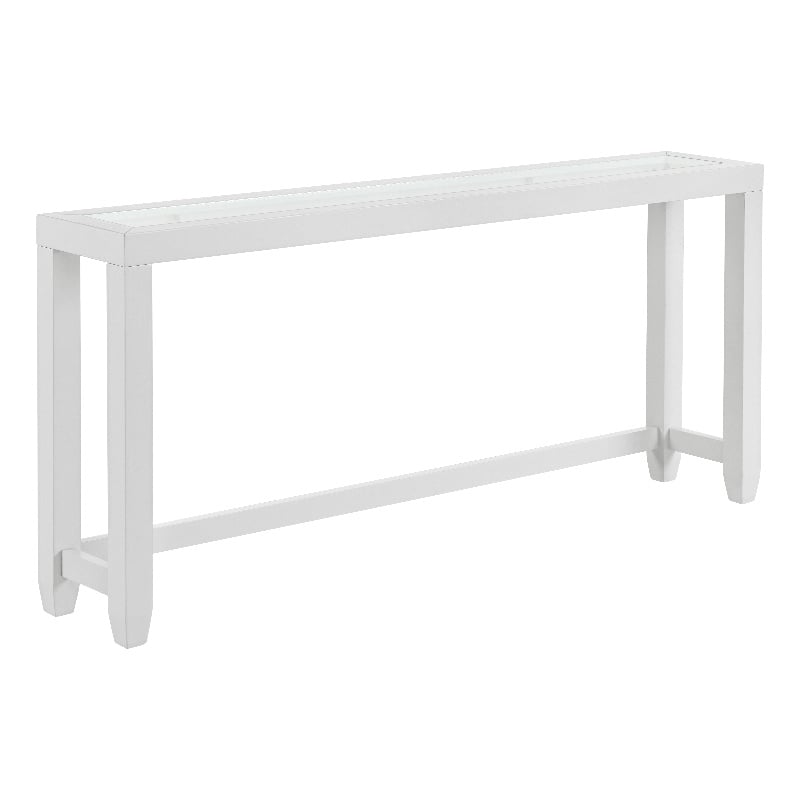 Cordero Wood and Glass Top White Sofa Console Entryway Table