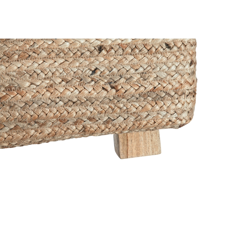 Biscayne Natural 30-Inch Woven Jute and Solid Wood Square Coffee Table