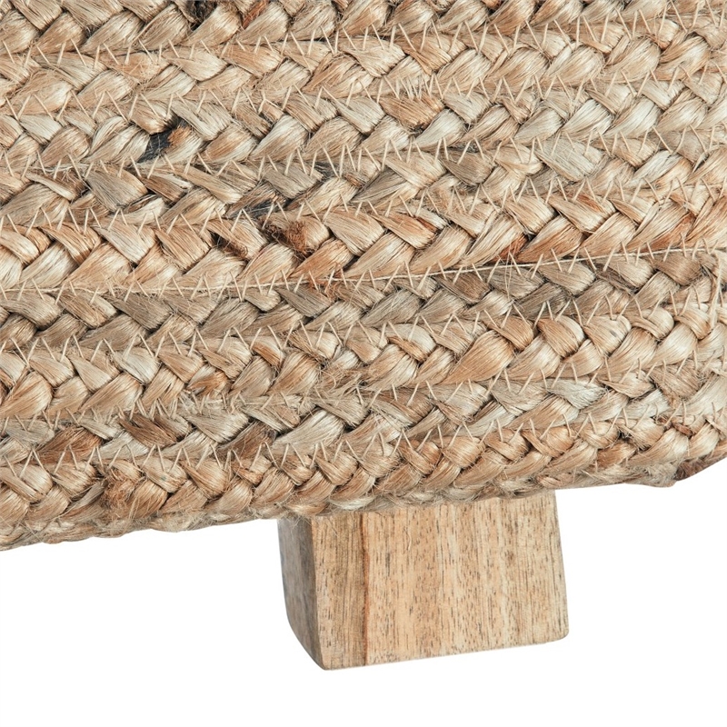 Biscayne Natural 30-Inch Woven Jute and Solid Wood Square Coffee Table