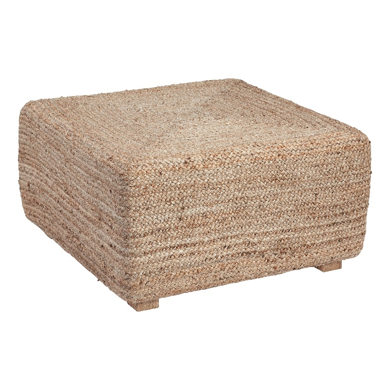 Biscayne Natural 30-Inch Woven Jute and Solid Wood Square Coffee Table