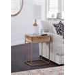 Auckland 25-Inch Tall Solid Wood and Metal Natural End Table