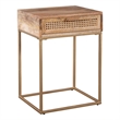 Auckland 25-Inch Tall Solid Wood and Metal Natural End Table