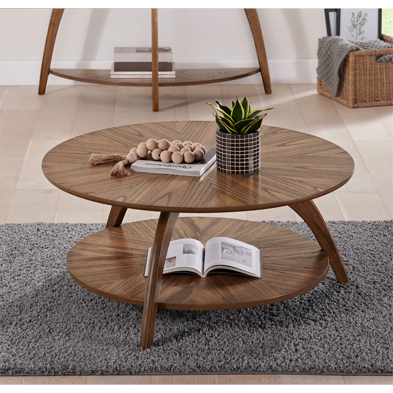 Martin Svensson Home LAX Round Wood Coffee Table in Warm Martin Svensson Home LAX Round Wood Coffee Table in Warm