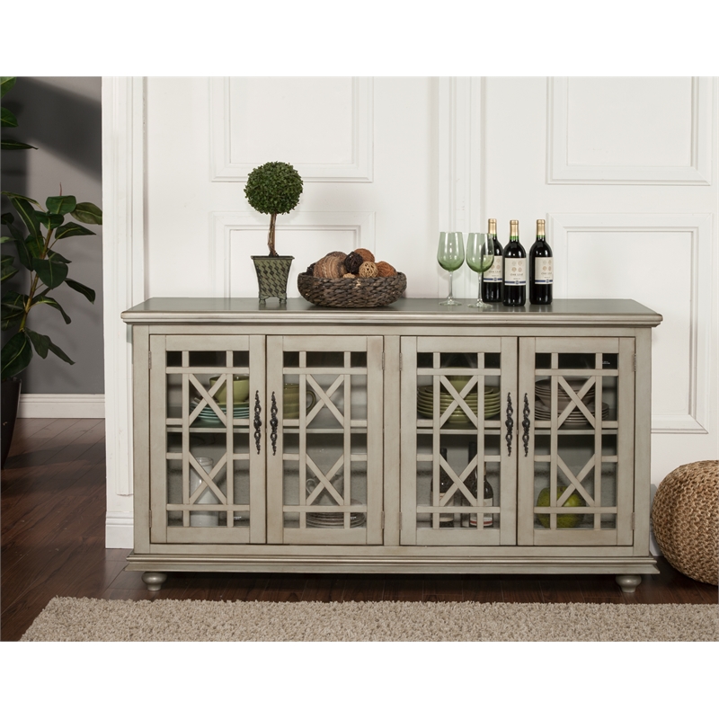Martin Svensson Home Marche Antique Silver 2-Door Wood TV Stand