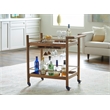 Nouveau 2 Shelf Nutmeg Solid Wood Bar Cart with Stemware Storage