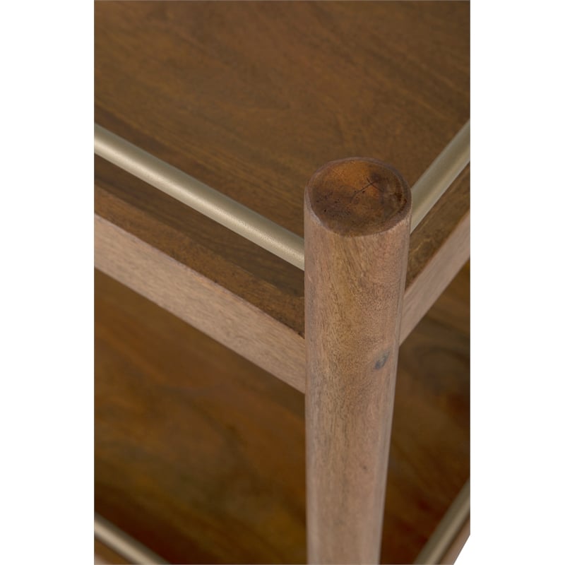 Nouveau 2 Shelf Nutmeg Solid Wood Bar Cart with Stemware Storage