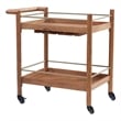 Nouveau 2 Shelf Nutmeg Solid Wood Bar Cart with Stemware Storage