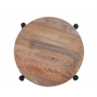 Florence Natural Solid Wood Top and Black Metal Base Round End Table