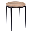 Florence Natural Solid Wood Top and Black Metal Base Round End Table
